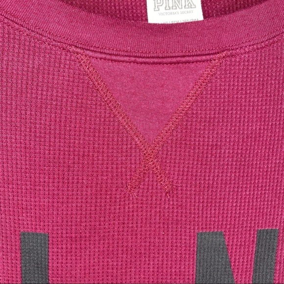 ⭐️2/$35⭐️ Victoria’s Secret PINK Maroon Long Sleeve Waffle Knit Top - Picture 4 of 7